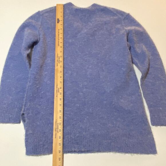 MAGASCHONI Womens S Inside Out V-Neck Long Sleeve Sweater Alpaca Wool Blend Blue - Picture 10 of 11
